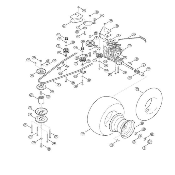 Gearbox & Rear Wheel for Mowers