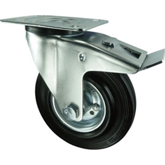 Braked Castor with Roller Bearings
