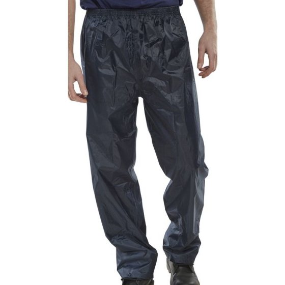 Super B-Dri Navy Blue Over-Trousers - Elasticated Waist Studded Ankle (3XL)