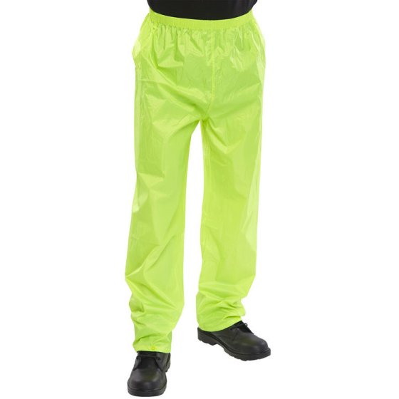 B-Dri Nylon Trouser L/weight PVC Coated Inner Elasticated Saturn Yellow XL