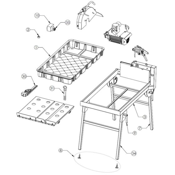 Main Frame Assembly for Norton Clipper CM352 Masonry Saw