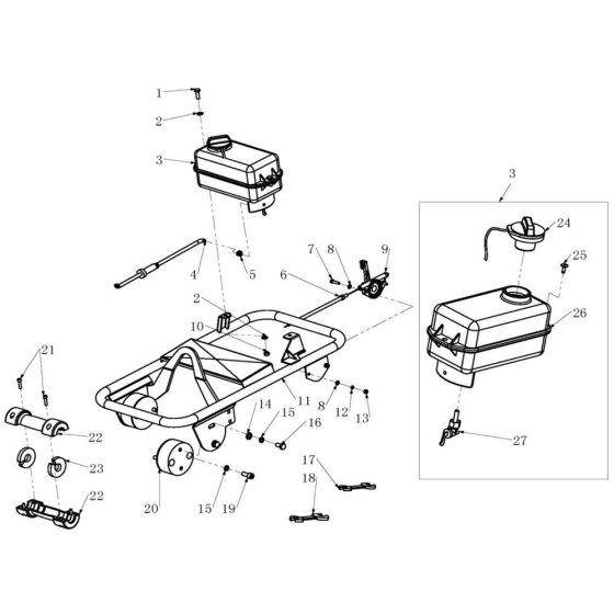Fuel Tank, Handle Assembly for Norton Clipper CR16 Trench Rammer
