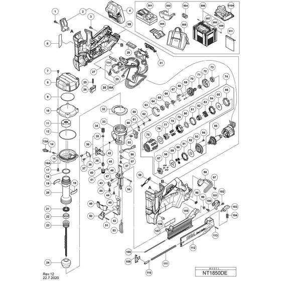 Main Assembly for Hikoki NT1850DE