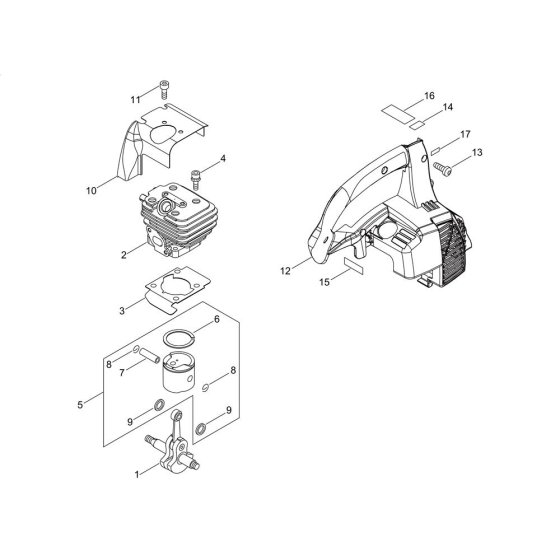 Cylinder, Crankcase, Piston