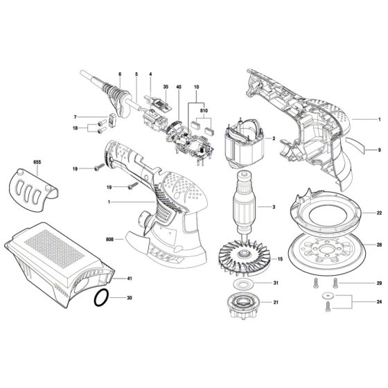 Bosch PEX 300 AE Sander Assembly