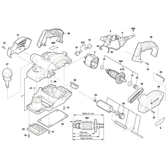 Planer Assembly for Bosch PH0 1500