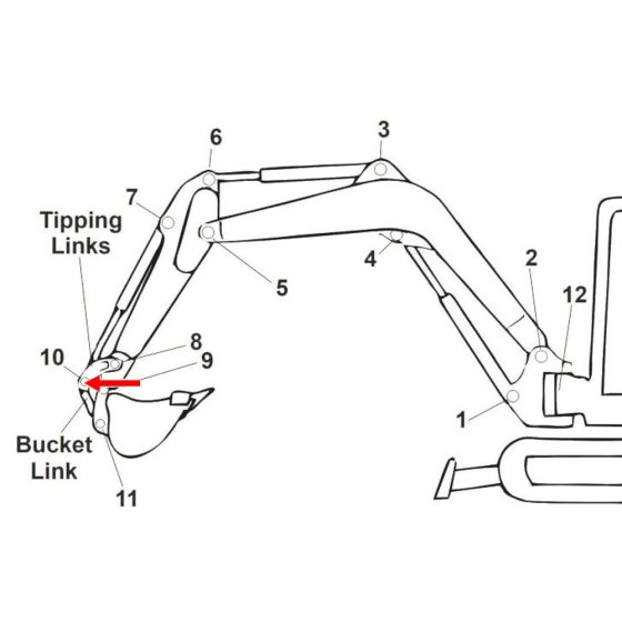 Pin (Position 10) for Kubota U48-4 Mini Excavator - Replaces RD451 66740