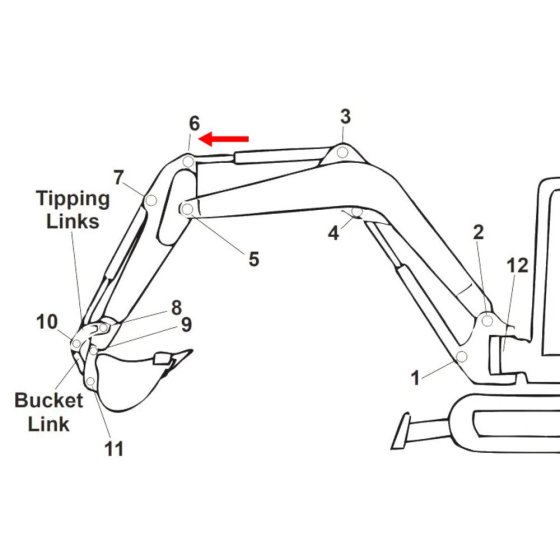 Pin (Position 6) for Kubota KX71-3 Mini Excavators - Replaces RG448 66940