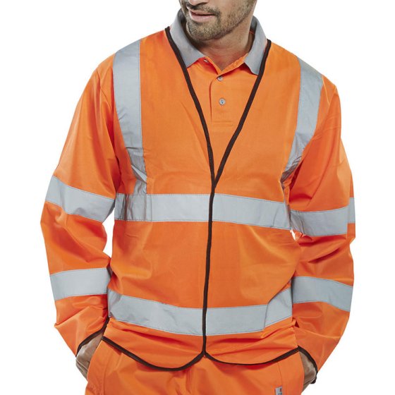 Long Sleeve Jerkin Hi-Vis Reflective Material Velcro Fastening ISO20471 XL