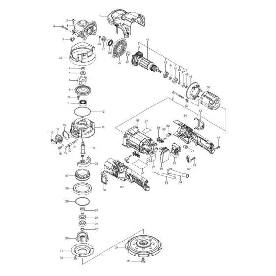 Makita PO6000C Polisher Assembly