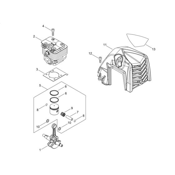 Cylinder, Piston, Crankshaft