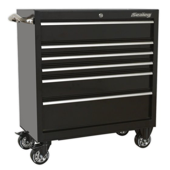 Rollcab 6 Drawer 930mm Heavy-Duty Black Sealey Part No. PTB93006