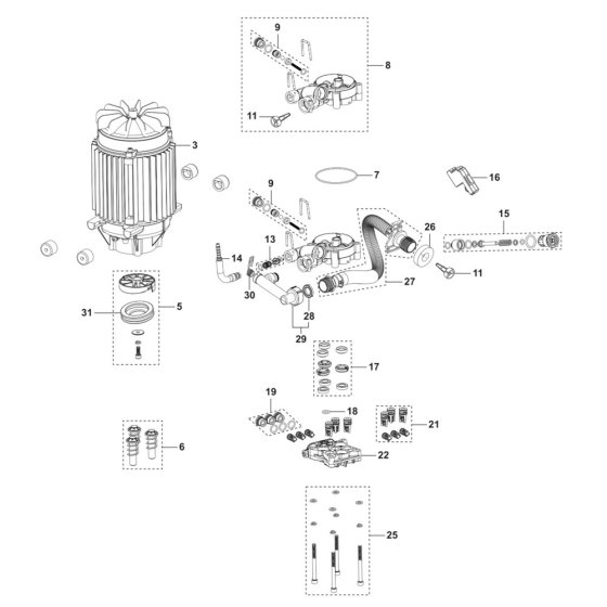Pump Assembly for Husqvarna PW 360