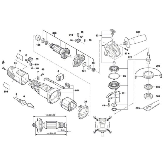 Bosch PWS 700-115 Grinder Assembly