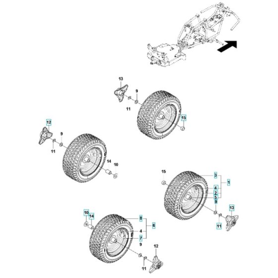 Wheel Assembly for Husqvarna R 112iC