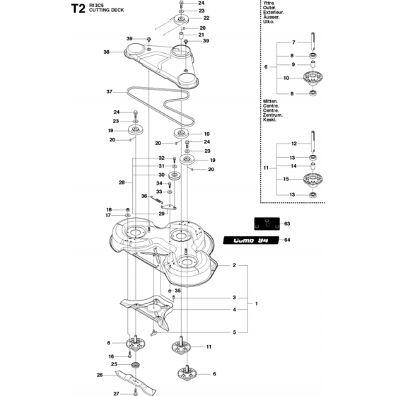 Mower Deck for Husqvarna R13 C5