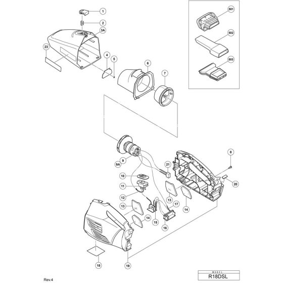 Hikoki R18DSL Main Assembly