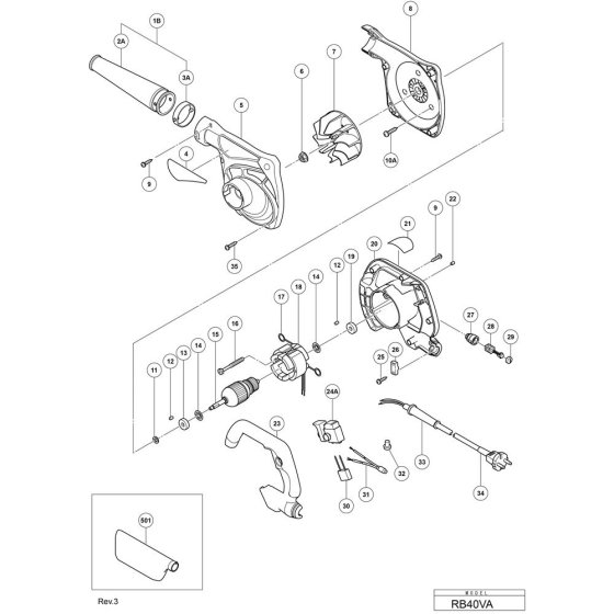 Hikoki RB40VA Blower Assembly