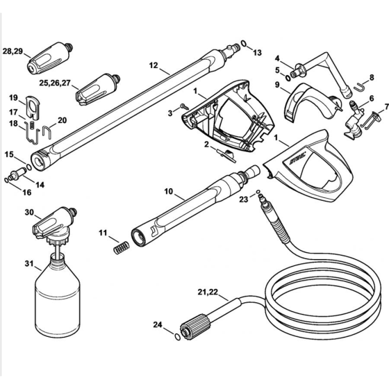 Spray Gun & Lance for Stihl RE 108