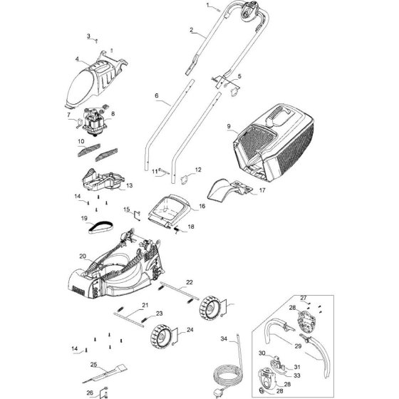 Flymo RE320 Mower Assembly
