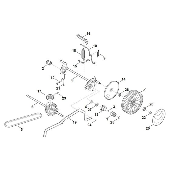 Rear Axel for Stihl RM 448.1 TX