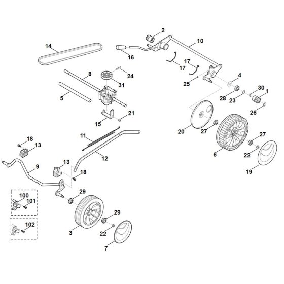 Chassis & Gear Box for Stihl Mower