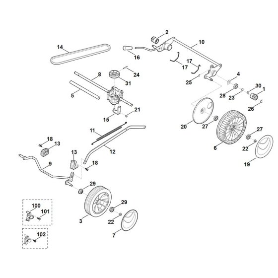 Chassis & Gear Box for Stihl Mower