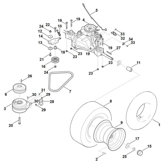 Gearbox & Rear Wheel for Stihl