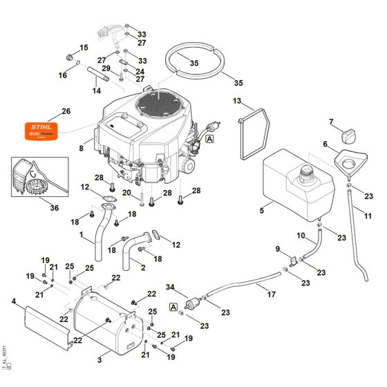 Engine, Tank for Stihl Mower