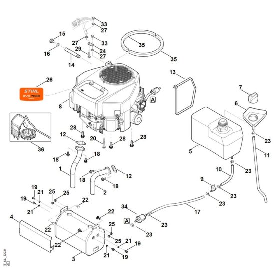 Engine and Tank for Stihl Mower