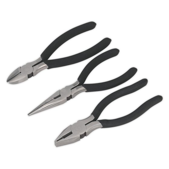 Pliers Set 3 Piece - Combination, Long Nose and Snips - Sealey S0447