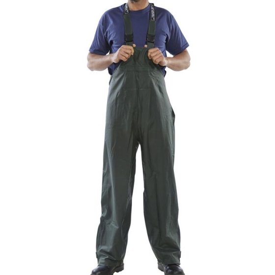 Super B-Dri Overalls & Brace Water Penetration Class 3 PU Coating Olive Green Large