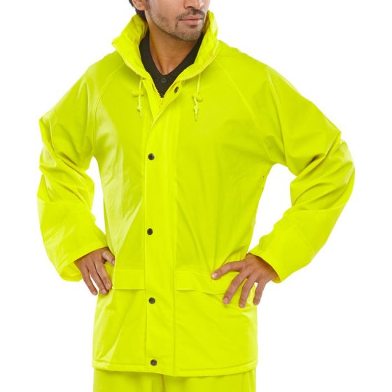 Super B-Dri Jacket Zip Front & storm Flap Poly/PU Coating Saturn Yellow M