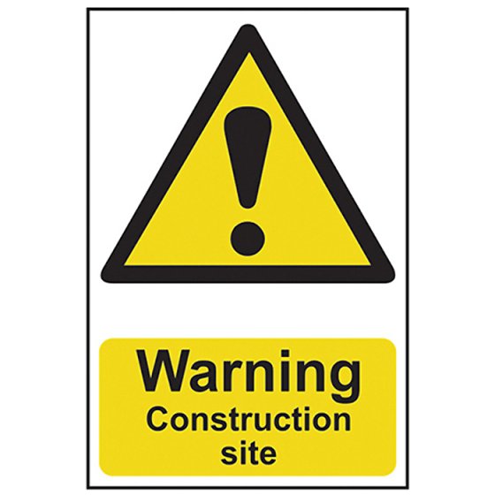Warning Construction Site - PVC 200 x 300mm by Scan - 958
