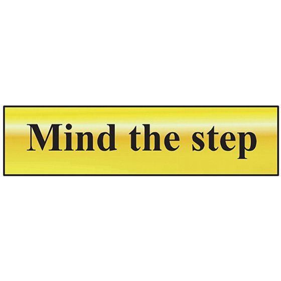 Mind The Step - Polished Brass Effect 200 x 50mm by Scan - 6029