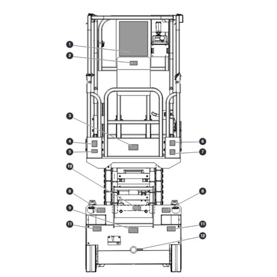 Rear Labels  for Skyjack SJ3013 Micro DC Scissor Lift