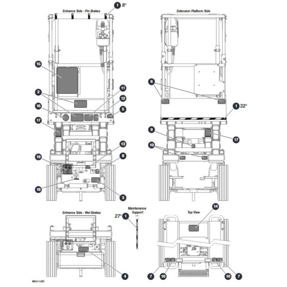 Labels - Front, Back & Top  for Skyjack SJ3220 DC Scissor Lift