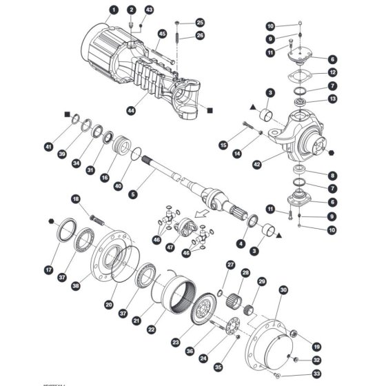 Hub Reduction - Front Axle Assembly for Skyjack SJ45 AJEplus Articulating Boom