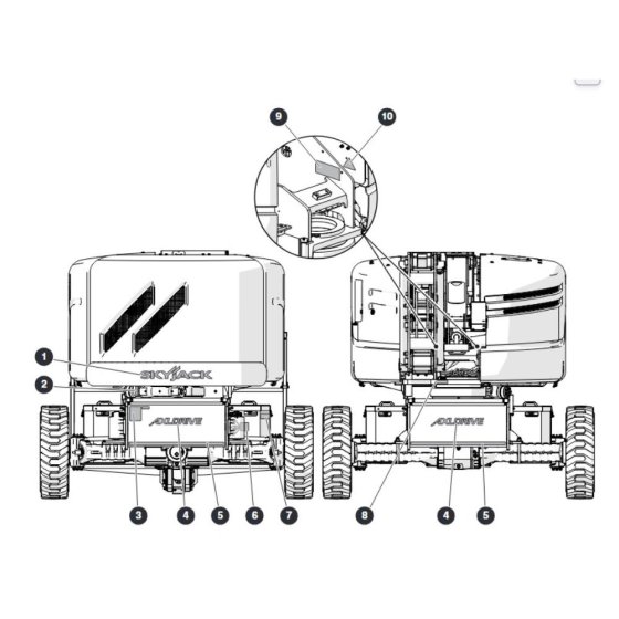 Labels - Front and Back  for Skyjack SJ45 AJEplus Articulating Boom