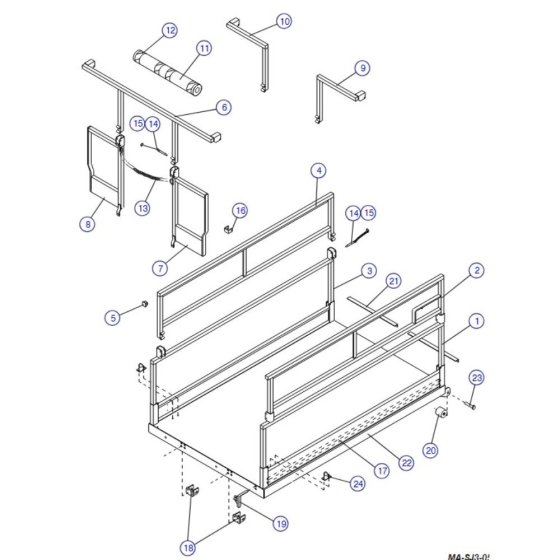 Main Platform, Hinged Railings (Model 6826) Assembly  for Skyjack SJIII 3220 DC Scissor Lift