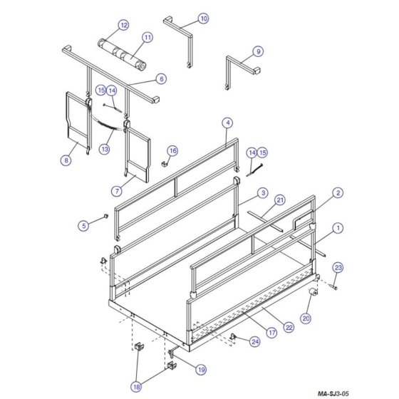 Main Platform, Hinged Railings (Model 6832) Assembly  for Skyjack SJIII 3220 DC Scissor Lift