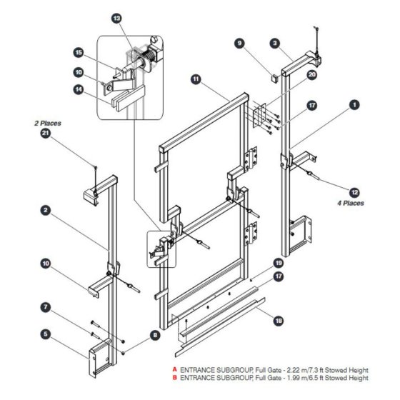 Full Gate Entrance (1.9m Stowed Height) Assembly for Skyjack SJIII 4740 DC Scissor Lift