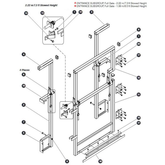 Full Gate Entrance (2.2m Stowed Height) Assembly for Skyjack SJIII 4740 DC Scissor Lift