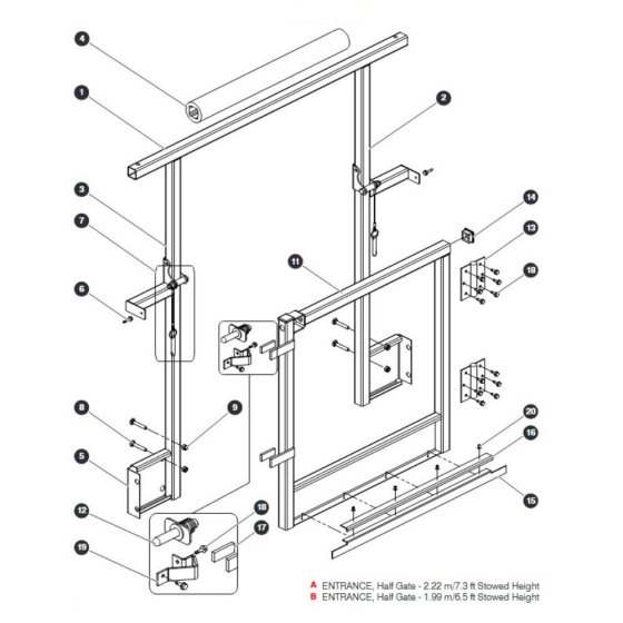 Half Gate Entrance Assembly (2.2m Stowed Height) ANSI/CSA, CE & KC for Skyjack SJIII 4740 DC Scissor Lift