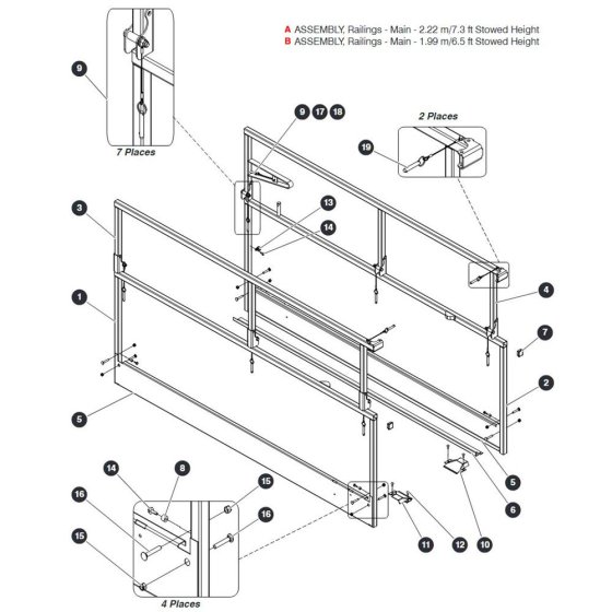 Main Railings Assembly (2.2m Stowed Height) for Skyjack SJIII 4740 DC Scissor Lift