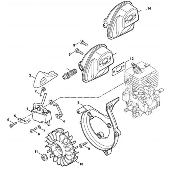 Ignition & Muffler for Stihl SR200-D