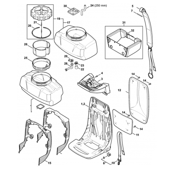 Backplate Container for Stihl SR430-Z