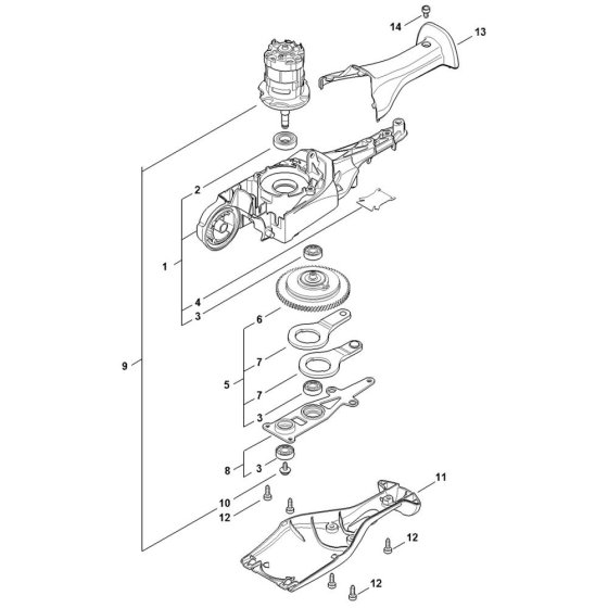 Gear Head, Electric Motor Assembly for Stihl HLA 86 Hedge Cutter
