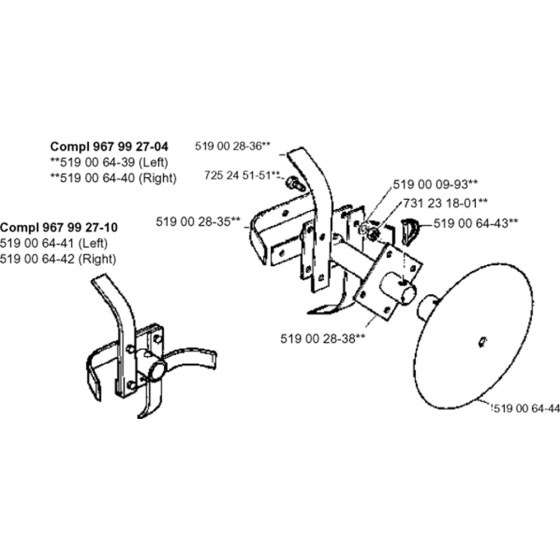 Tine Assembly for Husqvarna T300