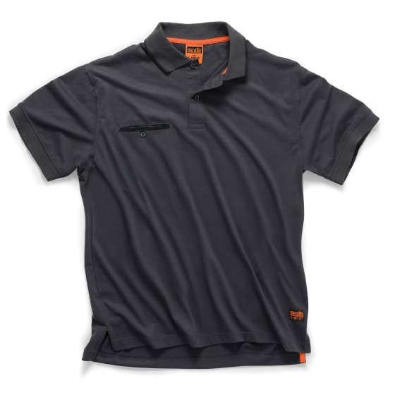 Scruffs Worker Polo Shirt - Button Collar easy care Graphite fabric - Large